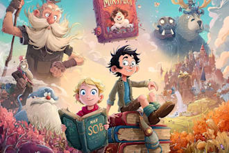 draw a cartoon book cover art