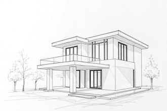 hand draw architectural sketches interior and exterior