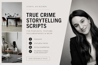 write exciting storytelling scripts for youtube, tiktok und podcasts