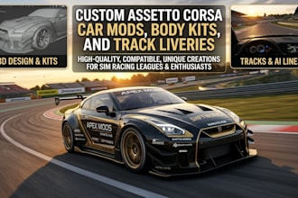create custom assetto car mods, body kits and track liveries