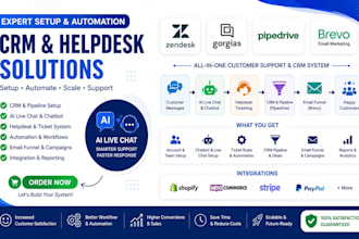 setup zendesk gorgias pipedrive, ai live chat helpdesk support crm, brevo funnel