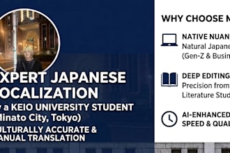provide expert japanese localization as a keio university student
