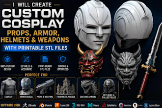 create custom cosplay props, armor, helmets and weapons with printable stl file