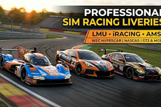 make custom liveries for lemans ultimate lmu, iracing, ams2 and assetto corsa