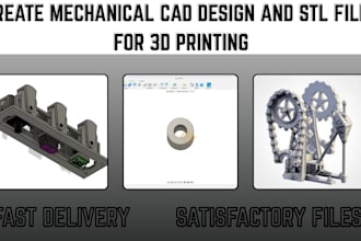 create mechanical cad design and stl files for 3d printing