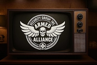 design vintage skull wing badge logo for security brand