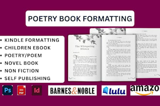 design poetry book formatting, poetry poem, poetry book cover, poetry novel book