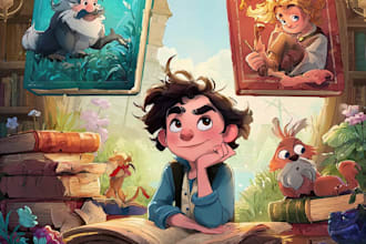 stunning cartoon book cover art for kids