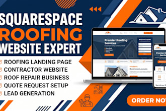 create squarespace roofing contractor website, quote request and landing page