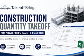 prepare construction quantity takeoff from PDF and dwg drawings