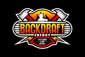 create a label business logo for back draft new energy drink