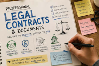 write legal contract agreement, documents, nda, research government contract rfp