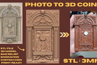 sculpt custom 3d bas relief coin portrait model from photo for 3d printing cnc