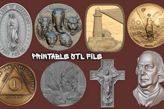 sculpt printable 3d coin model, bas relief medallion pendant stl for 3d printing