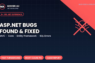 fix bugs, errors and issues in asp dot net mvc and asp dot net core
