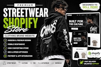 build a premium streetwear clothing brand and fashion shopify website store