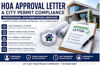 prepare hoa approval letter and city permit compliance documentation