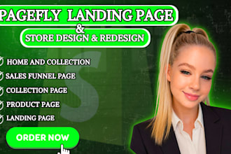 design shopify landing page, pagefly, gempages, replo product page