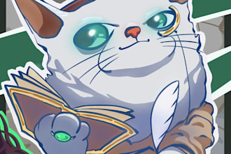 draw cute pets pictures in rpg fantasy style for game UI