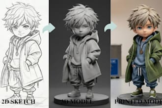 convert 2d to 3d model anime figure 3d toy figurine stl for 3d printing
