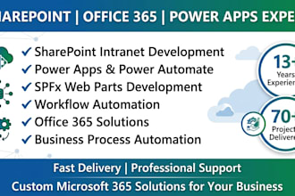 develop sharepoint ,office 365, powerapps, power automate, spfx