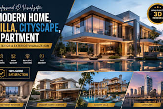 design modern home, villa, cityscape, apartment interior, exterior visualization