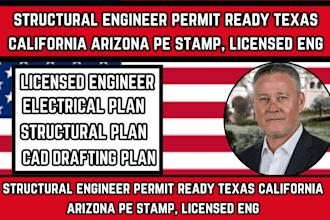 structural engineer permit ready texas california arizona pe stamp, licensed eng