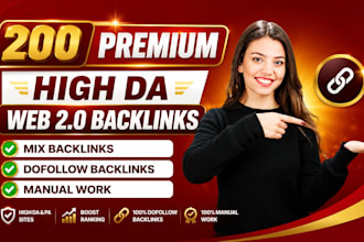 build 200 web 2 0 backlinks to high da pa websites