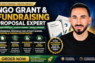 write ngo grant proposal, startup fundraising proposal, and budget summary