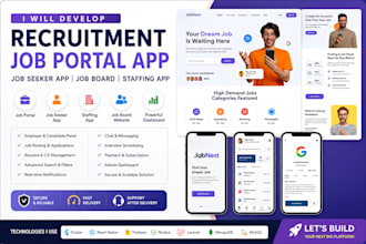 develop recruitment job portal app, job seeker app, job board app, staffing app