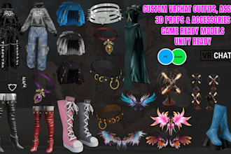 create 3d vtuber outfits props, accessories, vrchat assets, weapons for avatars