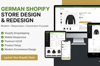 do german shopify website design, redesign germany shopify website dropshipping