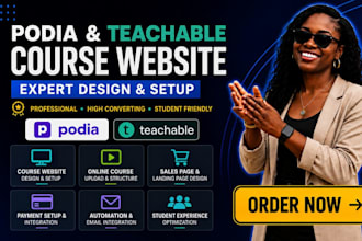 podia, podia website, online course, teachable, course website, thinkific