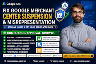 fix google merchant center suspension and misrepresentation