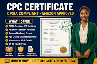 create cpsia CPC certificate for amazon USA children products