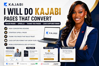 do kajabi sales page, upsells, thank you page, leads capture forms, landing page