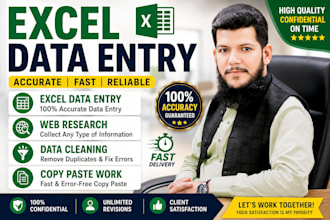 do excel data entry, web research, data cleaning and copy paste work