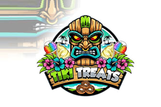 make fun tropical themed logo for a snack treats business