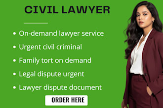 be your lawyer in civil, criminal, family and tort law disputes