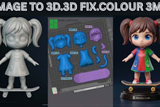 convert stl to 3mf, repair mesh, and split multi color parts for 3d print