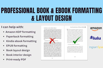 ebook formatting amazon KDP manuscript book formatting, paperback layout design