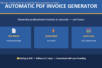 create an automatic professional PDF invoice generator in python