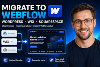 migrate wordpress, wix, squarespace website to webflow