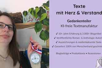 write creative german copy blog posts and product texts