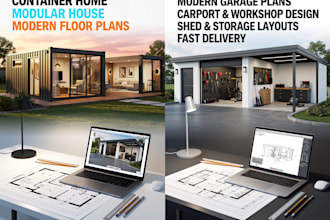 draw modern garage plans carport workshop shed  storage building floor layouts