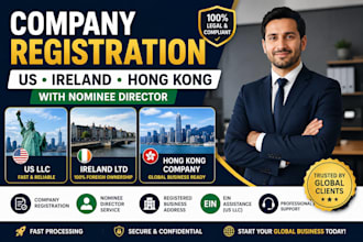 do company registration in us,ireland, hong kong,estonia with nominee director