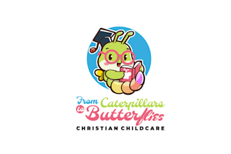 design butterfly cycle life child care logo