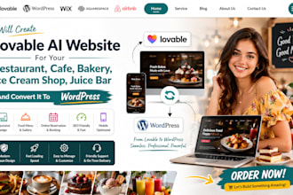 lovable ai restaurant cafe bakery ice cream shop juice bar website to wordpress
