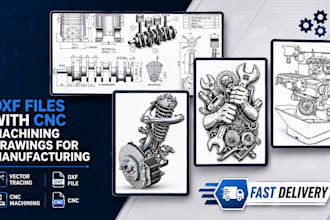 create step and dxf files with cnc machining drawings for manufacturing
