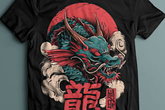 do a japanese t shirt illustration